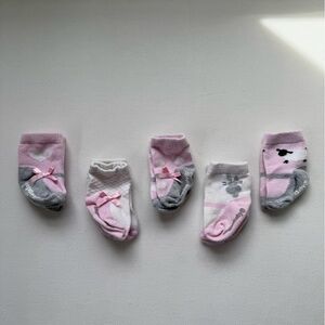 🛑 FINAL SALE Elegant Baby Sock Set - 5 Pairs Size 0-3 Months Ballet, Hearts